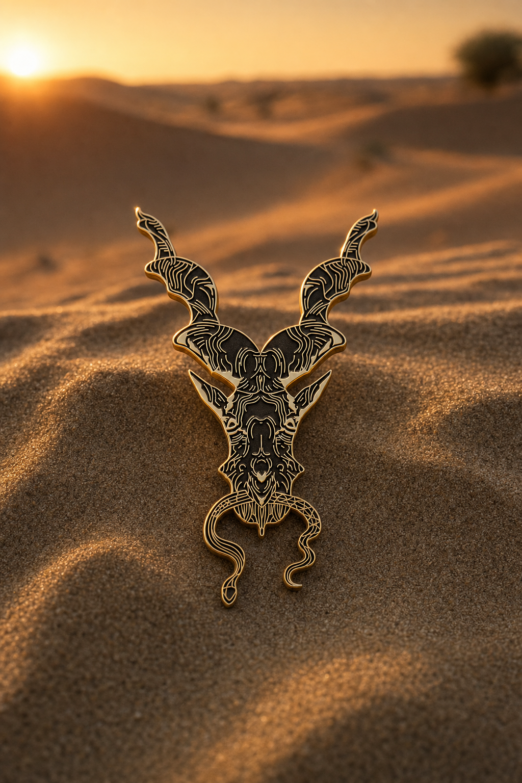 Pin in desert — environmental shot